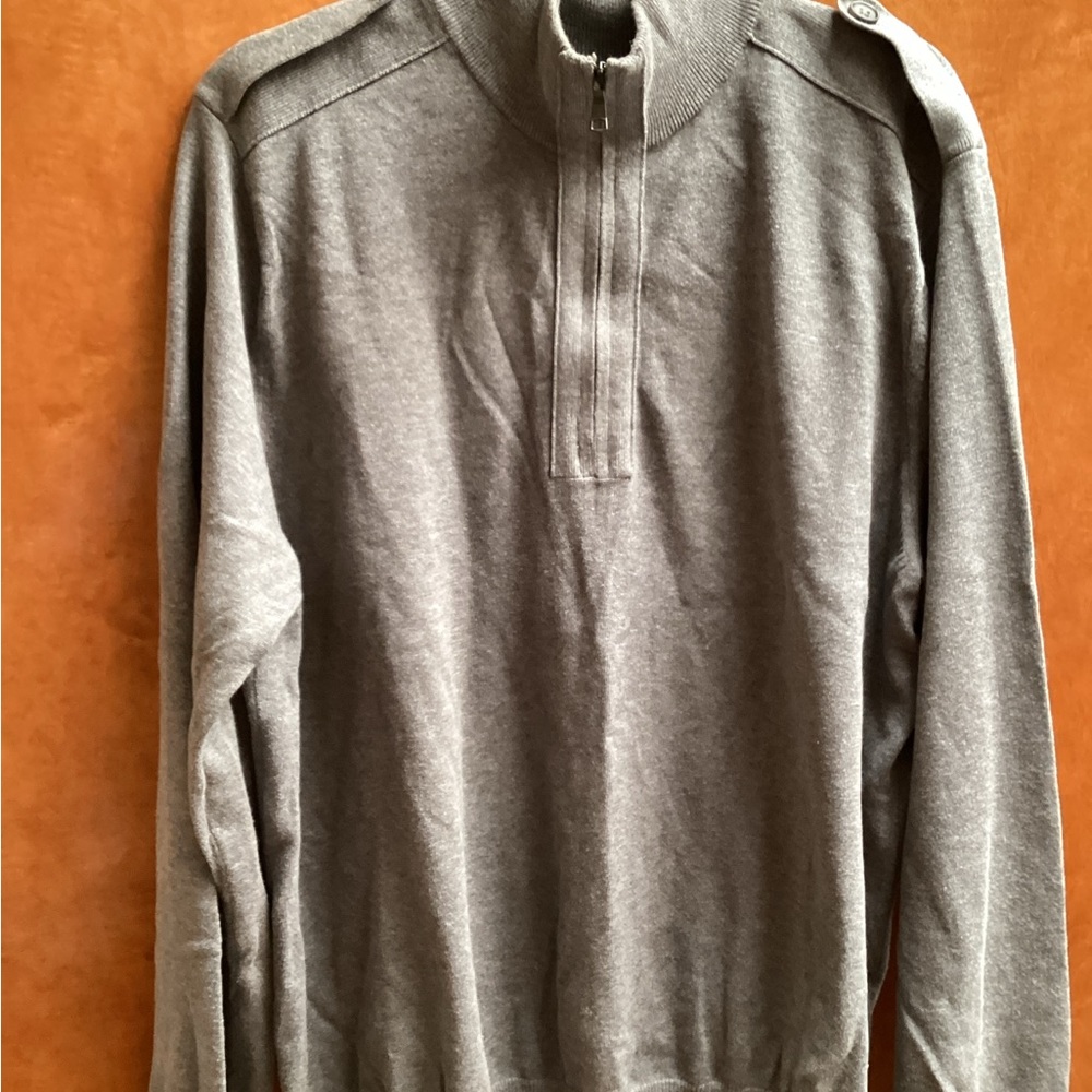Banana Republic mens gray 1/4 front mock turtleneck long sleeve sweater, XL. 158